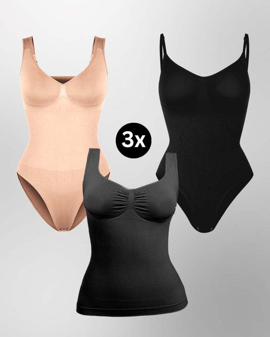 Shape Bestseller - Body Extra breite Träger + Body breitere Träger + Top mit Raffung